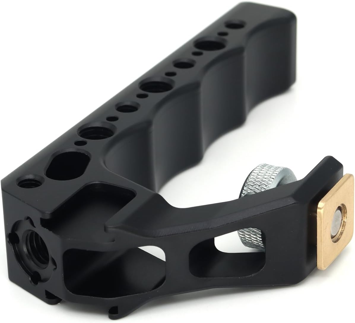 Top Handle Camera Grip with Cold Shoe Base for DSLR Camera Cage, with 3 Cold Shoe Adapters to Mount DSLR Camera with Microphone/LED Light/Monitor (Black with Cold Shoe Base)