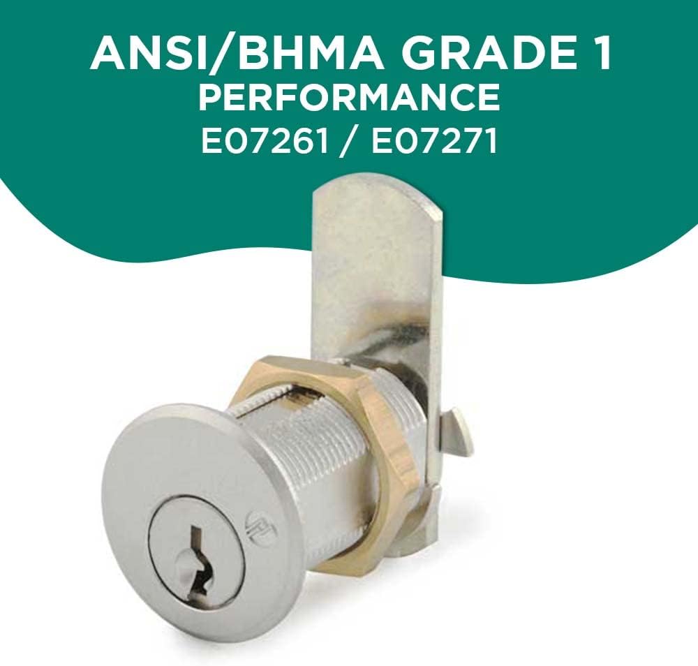 Olympus Lock DCN4 Rekeyable Cam Lock | 1-3/4" Cylinder 915 Key Lock, Keyed Alike | US26D Chrome Cabinet Lock | Grade 1 | Reversible for Doors & Drawers