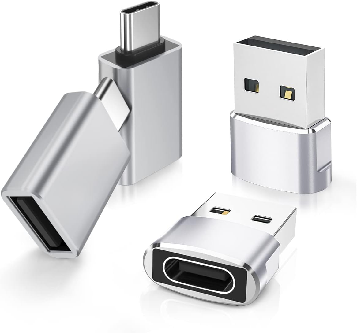 Elebase USB to USB C Adapter&Type C Male to 3.0 Female Adaptor 4PCS,Thunderbolt 4 to Type A OTG Converter for iPhone 16 15 Pro Max Plus,Apple Watch 10 9,MacBook,PC,Galaxy A56 M56 M36,iPad Air Mini