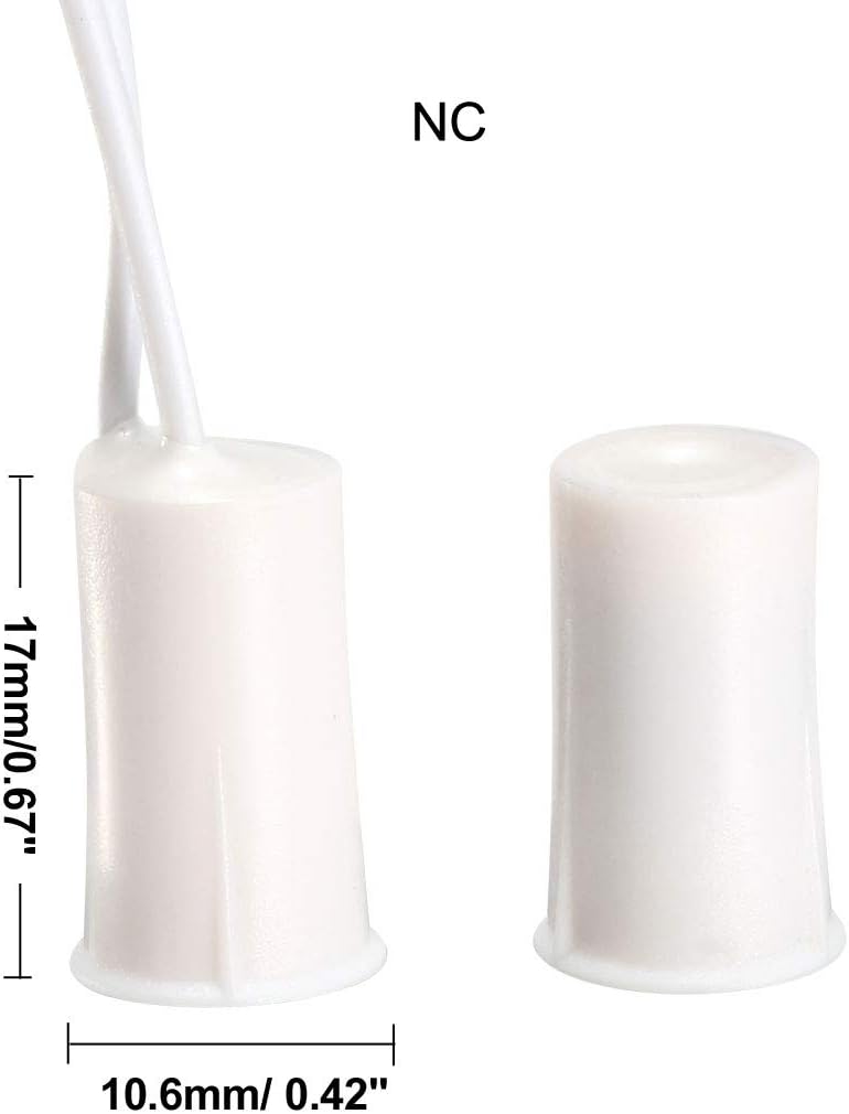 uxcell N.C. Recessed Wired Security Window Door Contact Sensor Alarm Magnetic Reed Switch White RC-33 10pcs