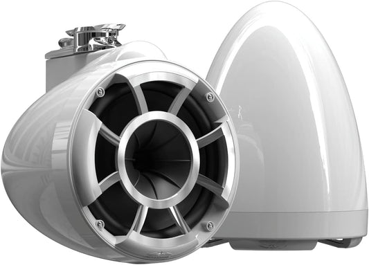 wet sounds Rev 8 White V2 Revolution Series 8" White Tower Speakers w/Swivel Clamp Base Mount