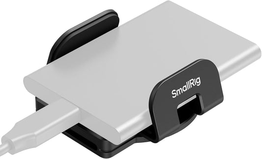 SMALLRIG Phone Mount Bracket SSD Holder for MagSafe, 1.6-2.4in Wide Clamping, for Samsung T5 T7 SSD, for SanDisk SSD, for iPhone 16/15/14/13/12, Universal SSD Drive Holder for Camera Cage - 5397