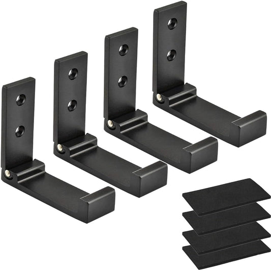 Folding Coat Hooks, Foldable Wall Hooks for Hanging Aluminum Alloy Cloth Hanger Coat Hanger Headphones Holder Headset Wall Hanger Hook- Pack of 4