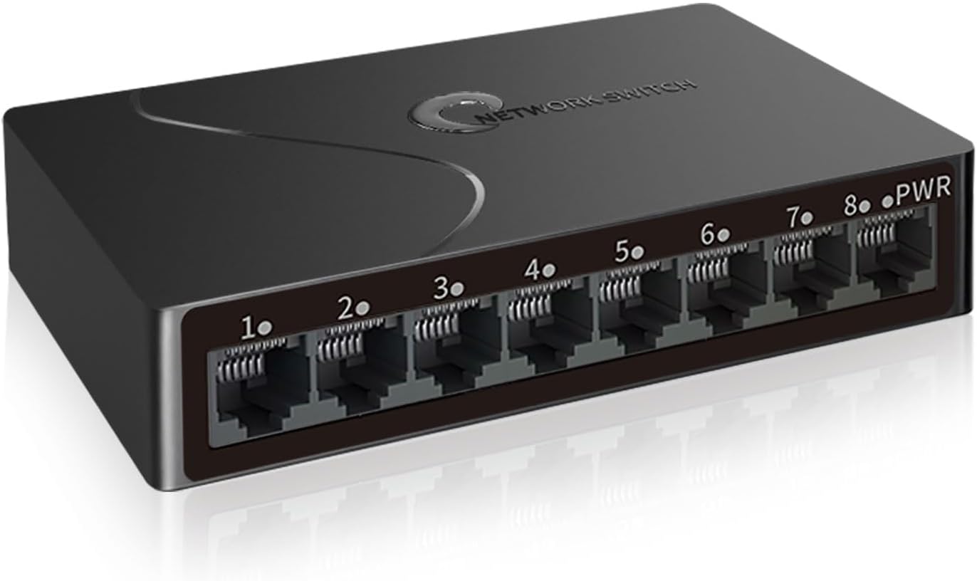 8-Port Gigabit Easy Smart Managed Ethernet Switch | Plug & Play Network Hub with VLAN, QoS, Port Mirroring | Fanless Design | Desktop/Wall Mount for Home/Office