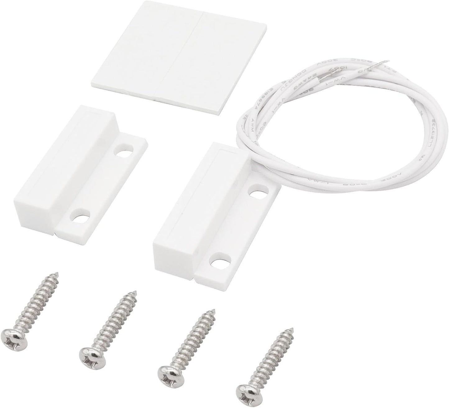 Magnetic Reed Switch Wired Surface Mount Normally Closed NC Contact Sensor Alarm Magnetic Door Switch with 2 Wires, ABS, MC-38