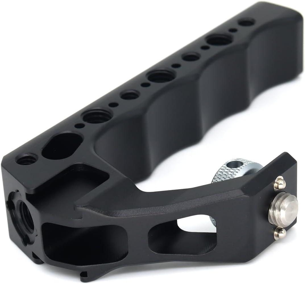 Universal Top Handle with 3/8" Screw Locating Pins for DSLR Camera Cage, with 3 Cold Shoe Adapters to Mount DSLR Camera with Microphone/LED Light/Monitor (Black with 3/8" Screw)