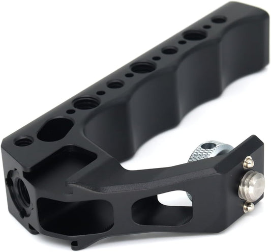 Universal Top Handle with 3/8" Screw Locating Pins for DSLR Camera Cage, with 3 Cold Shoe Adapters to Mount DSLR Camera with Microphone/LED Light/Monitor (Black with 3/8" Screw)