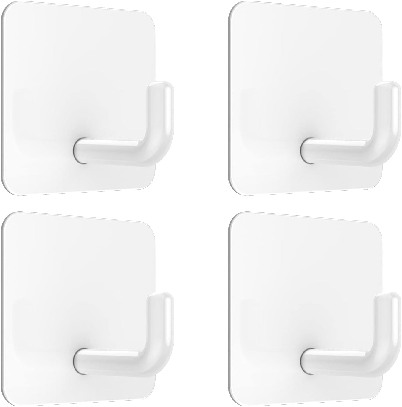 VIS'V Adhesive Hooks, Metal Shower Wall Stick on Hooks, Waterproof, 2 Extra Adhesive Strips, White, 4 Pcs