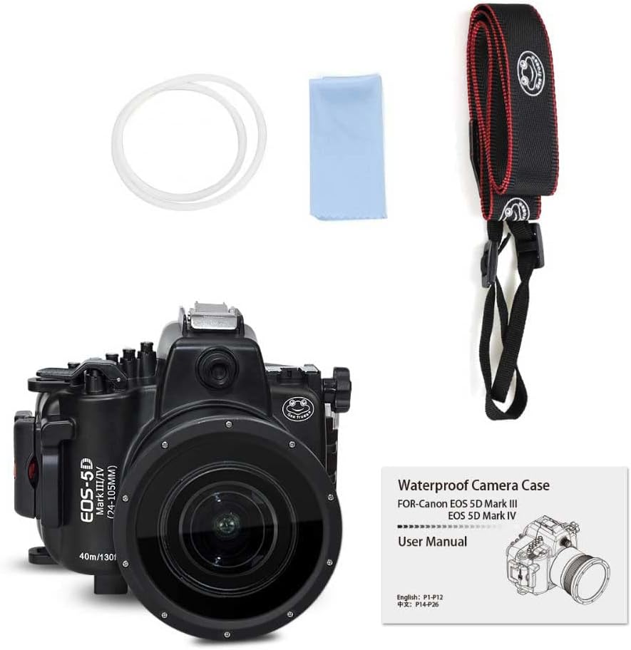 Sea frogs Camera Housing Compatible with Canon EOS 5D Mark III/IV with EF16-35mm f/2.8LII USM Lens,Waterproof IPX8, 40m/130ft Depth Protection EOS 5D Mark 4 Underwater Camera Case, Ideal for Diving