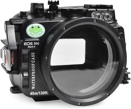 Sea frogs Underwater Camera Case Compatible with Canon EOS M6 Mark II 22MM IPX8 40m/130ft Maximum Diving Depth Waterproof Camera Housing for Diving, Surfing, Rowing, Skiing