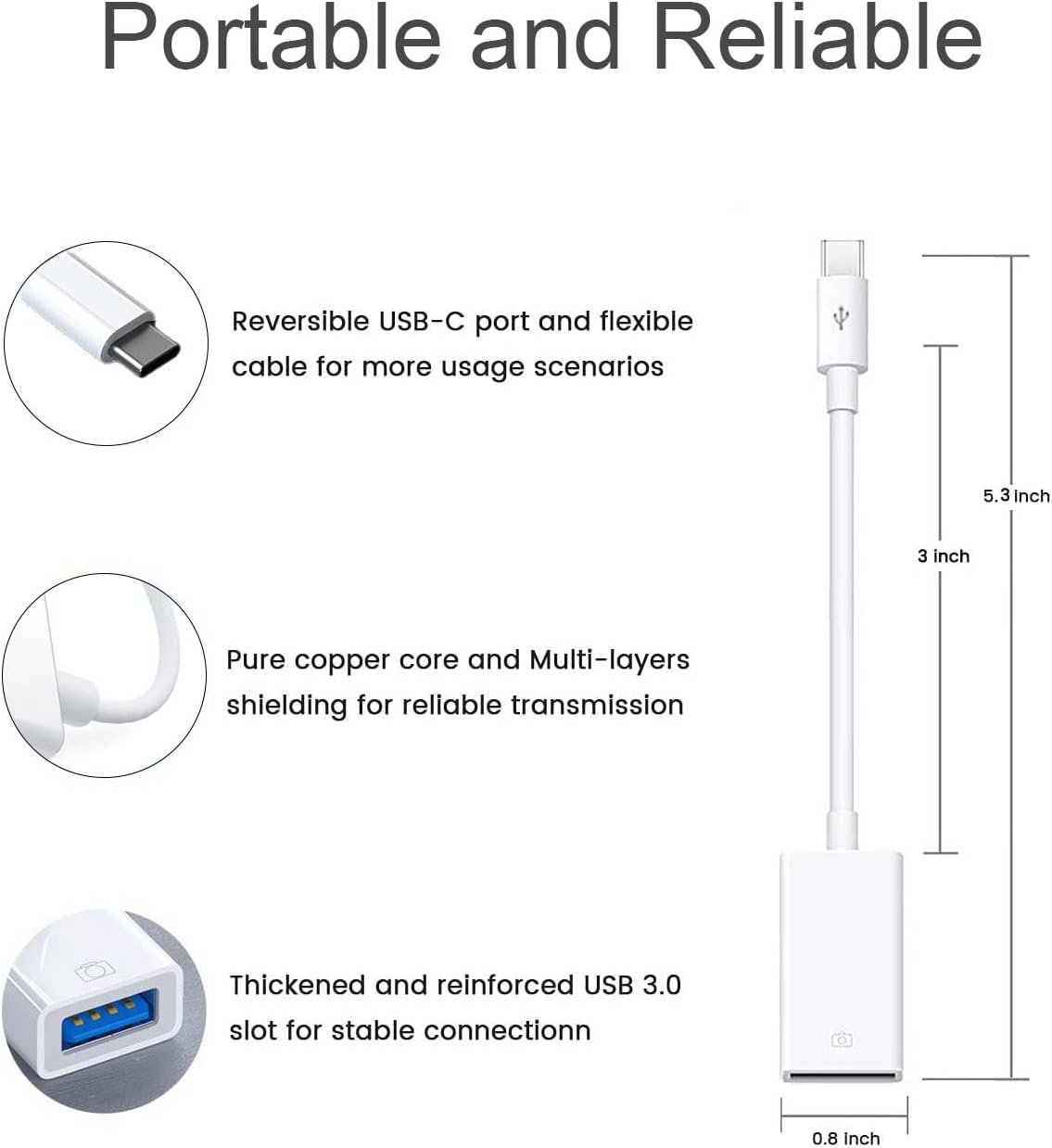 2Pack USB-C to USB 3.0 Adapter, USB C Male to USB Female OTG Adapter,Thunderbolt3 to USBA Adapter Compatible with MacBook Pro/Air, iPad Pro, iPhone 16 Pro Max/15, Galaxy S25/S24/S23/S22