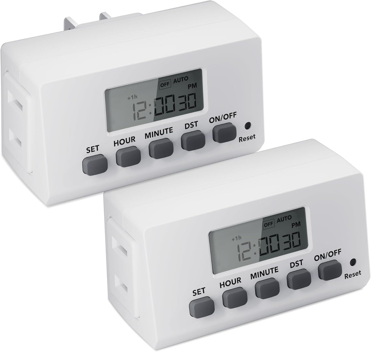 BN-LINK Digital Timer Outlet Indoor,24 Hour Light Timer Easy Programmable,Mini 2 Prong Plug in Timers for Electrical Outlets,Lamps,Fans,2 On/Off Programs,2 Pack,15A/1875W