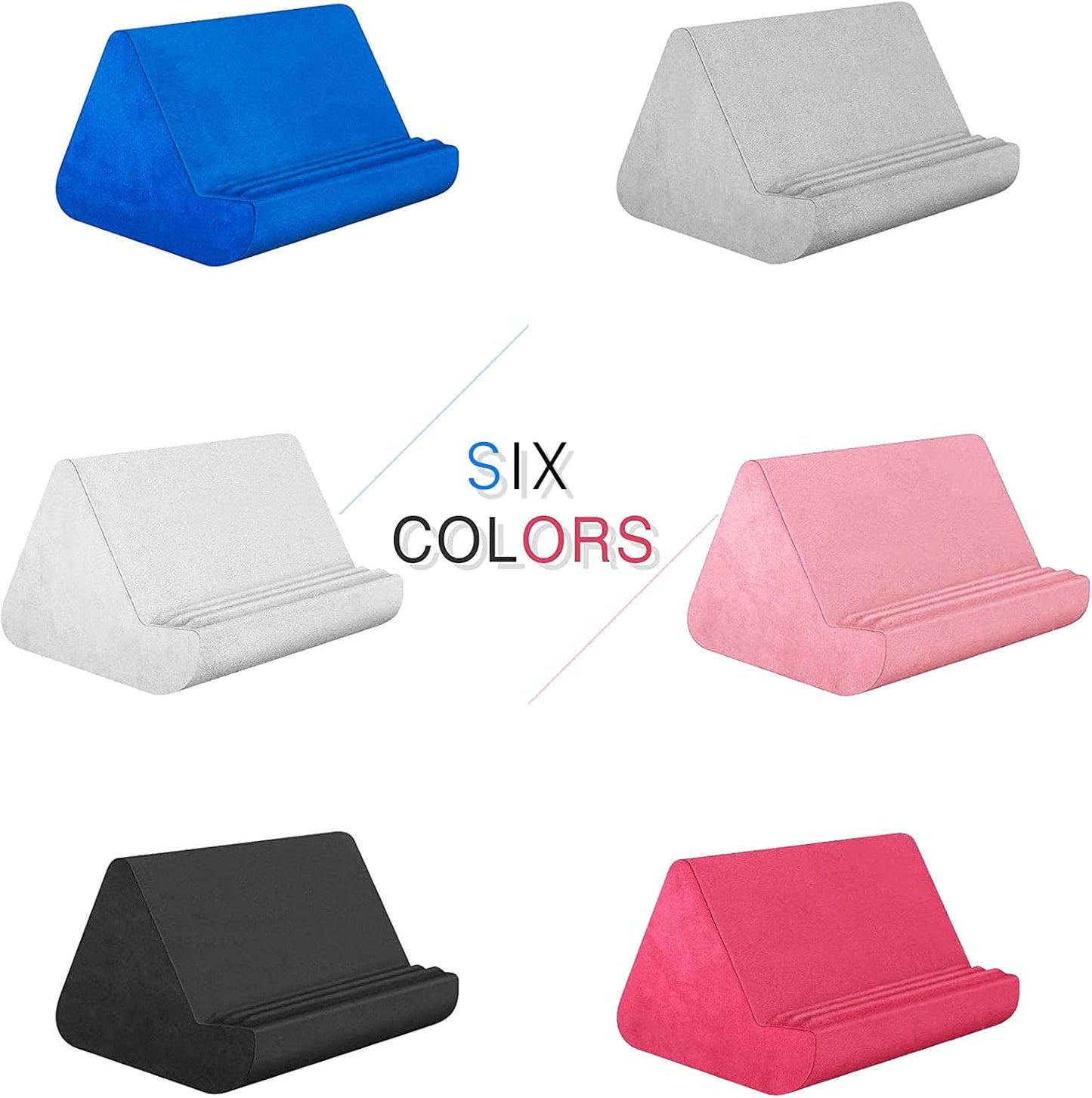 Soft Tablet Stand Pillow with Pocket,Tablet Cushion Stand,Adjustable 3 Viewing Angle,Lazy Holder Stand for Bed Sofa,Compatible with iPads Tablets eReaders Smartphones Books Magazines (Light Grey)…