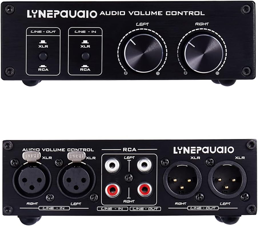 Volume Controller, Audio Volume Control Box, Passive Audio Volume Controller with Fully-Balanced & Single-Ended Mode XLR & RCA Interface for Home Stereo System Pre-Amplifier Speaker