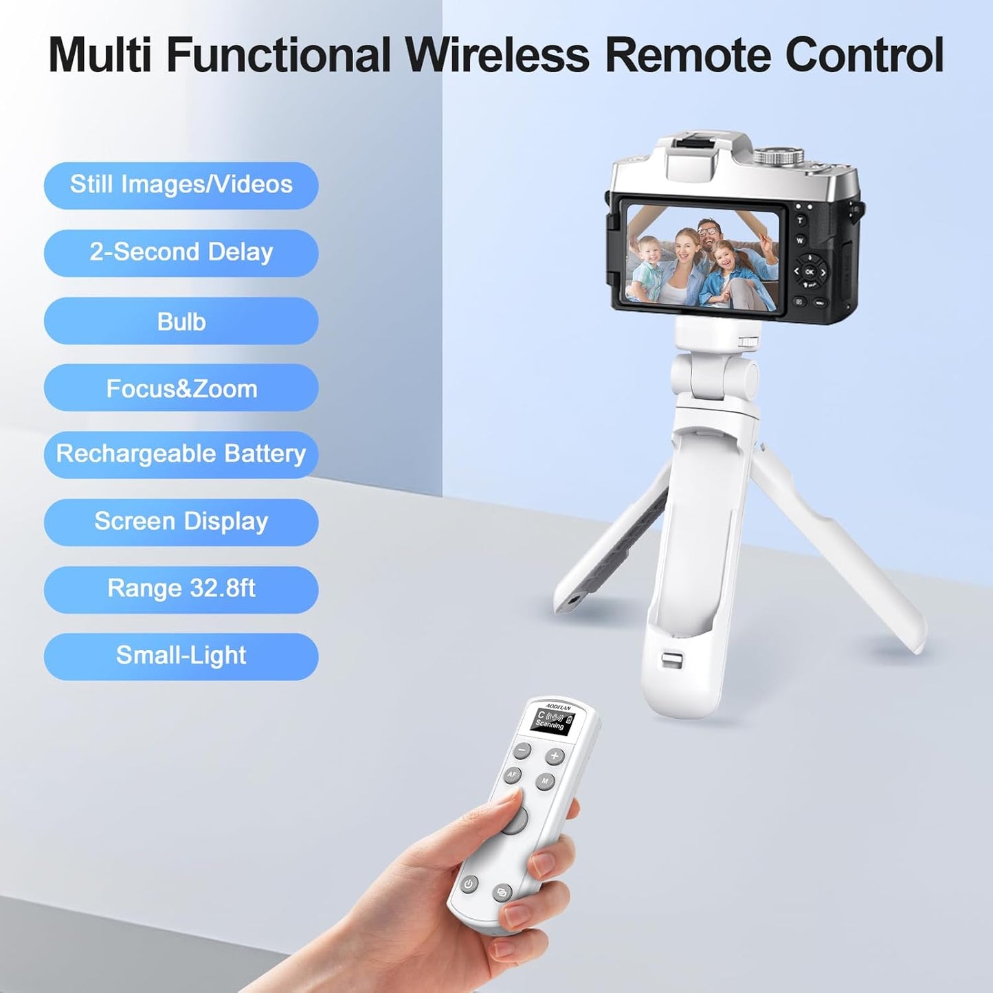 AODELAN for Canon Camera Tripod with Rechargeable Wireless Shutter Release,Shooting Grip Remote Control Handle for R10/ M50/EOS M6 Mark II/R/RP /90D /6D Mark II /R5/850D /Rebel SL2 /T7i /G5 X Mark II