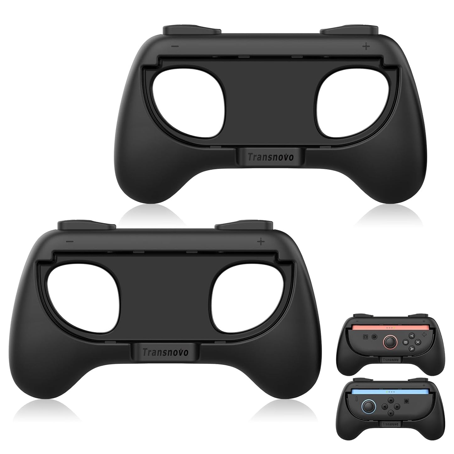 TRANSNOVO Hand Grips for Switch 2，Wear-Resistant Switch Accessories Controller Grips for JoyCon，2 Pack Comfort Handles (Black)
