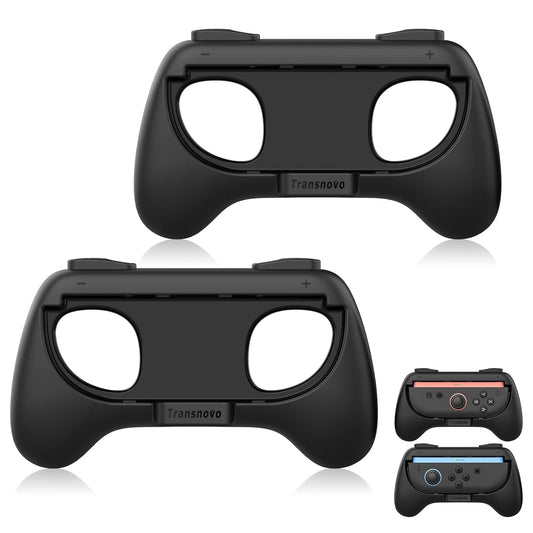 TRANSNOVO Hand Grips for Switch 2，Wear-Resistant Switch Accessories Controller Grips for JoyCon，2 Pack Comfort Handles (Black)