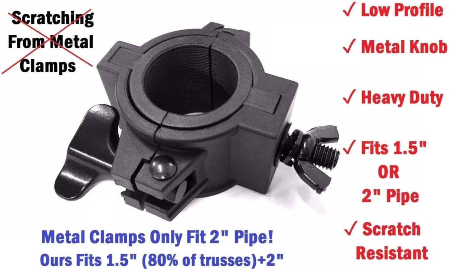 5 Pack Stage Light Clamps for DJ Lighting Products Par Light Plastic O Clamp Fits Size Pipe Diameter: 1.5" and 2"