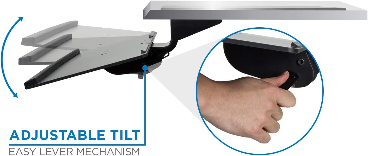 Mount-It! Under Desk Keyboard Tray and Mouse Platform, Ergonomic Computer Keyboard Drawer with Gel Wrist Pad, 17 inch Space Saving Track, Black (MI-7138)