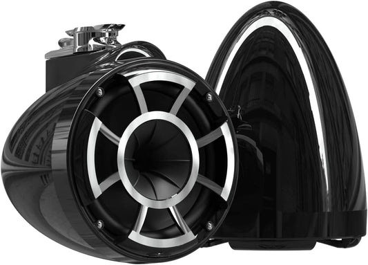 wet sounds Rev 8 Black V2 Revolution Series 8" Black Tower Speakers w/Swivel Clamp Base Mount