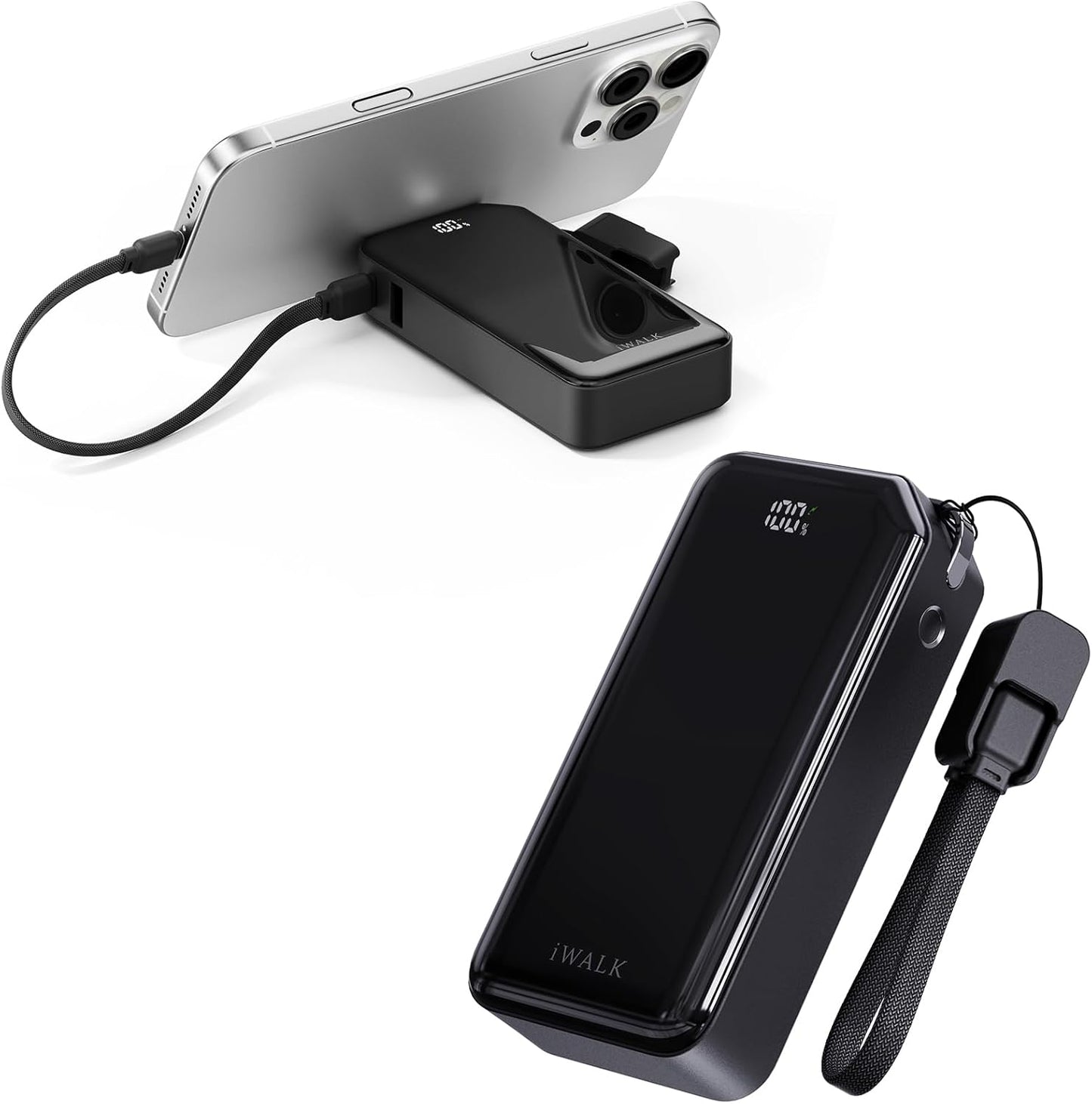 iWALK Portable Charger, Ultra Small 10,000mAh 30W PD Power Bank, USB C in&Out Fast Charging Battery Pack with Stand, Travel Essential Phone Powerbank for iPhone 16/15 Pro Max, Samsung S25/S24 Series