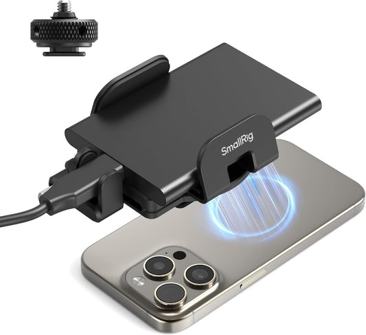 SMALLRIG Universal SSD Holder for MagSafe, with Cold Shoe & Cable Clamp, 40-60mm Wide Clamping, SSD Mount Bracket for Samsung T5 T7 SSD, for SanDisk SSD, for Camera Cage, for iPhone 17/16/15/14-5196