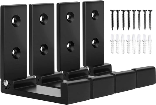 OHIYO Folding Coat Hooks 4pcs Foldable Hook Wall Mounted for Hanging Coat, Jacket, Towel Heavy Duty Wall Hooks Aluminum Alloy Fold up Hooks Headphones Holder Bearing Load 33lb (Black)