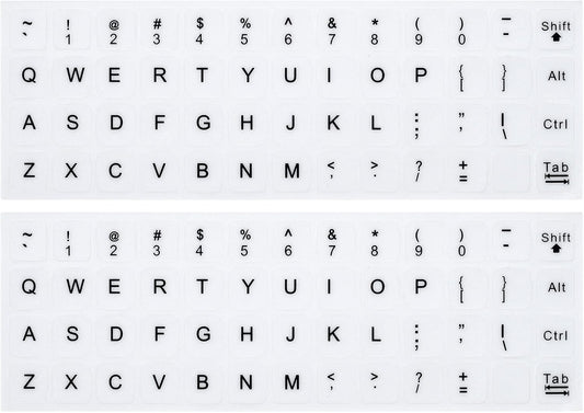 (2PCS Pack) English Keyboard Stickers, Universal Keyboard Replacement Letters English White Background with Black Lettering for Laptops Computer, Matte Keyboard Alphabet Stickers -White