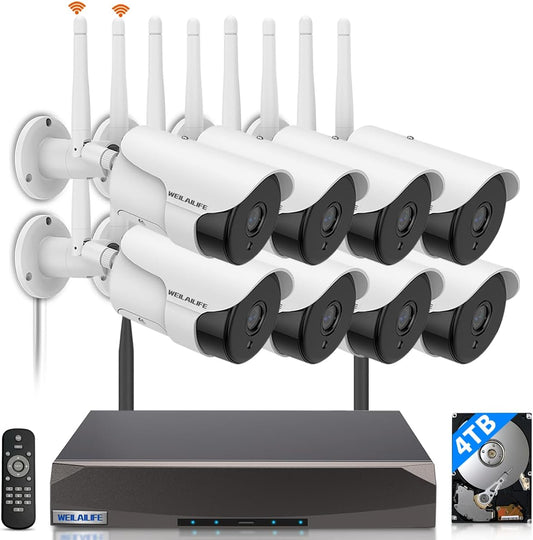 【130° Wide-Angle & 2-Way Audio】 Outdoor Wireless Security Camera System, WiFi Video Surveillance, Home Security Cameras