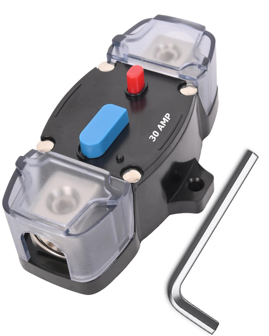 30 Amp Circuit Breaker 12-48 Volt DC 30A Self Recovery Resettable High Amp Circuit Breaker with Manual Reset Button for Automotive RV Marine Boat Car Audio and Amps Protection