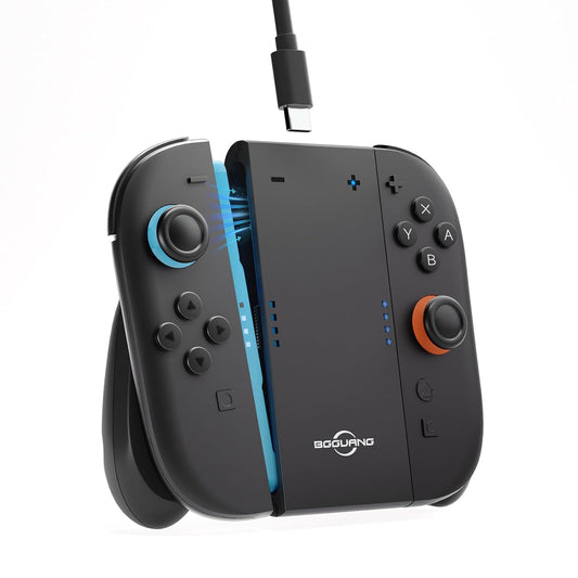 Switch 2 Joycon Charging Grip, Super Magnetic Charger Handle for Nintendo Switch 2 Joycons, Ergonomic Controller Grip for Playing While Charging, Switch 2 Accessories Black (USB Charging Black)