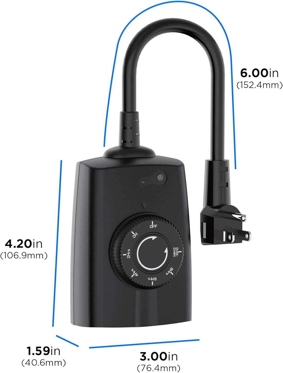 G-Homa Dusk to Dawn Outdoor Timer for Light Sensor Timer Waterproof 2 Grounded Outlets Timers for Christmas Light, 15A 1/2HP, CSA Listed (Turns on After Dusk)