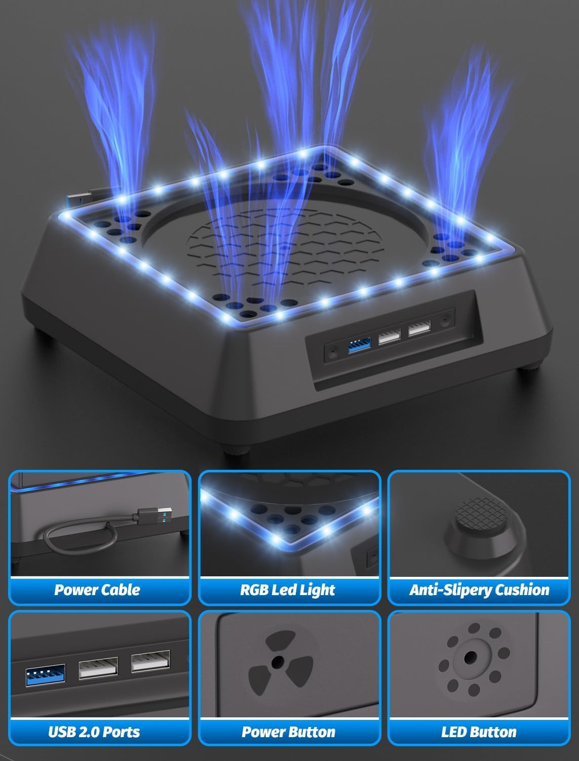 Cooling Fan for Xbox Series X Mviioe Xbox Series X Cooling Stand with LED Indicator, Extra Big Turbo Fan, USB 2.0 Ports, Dust Cover Filters (Only Compatible with Xbox Series x)