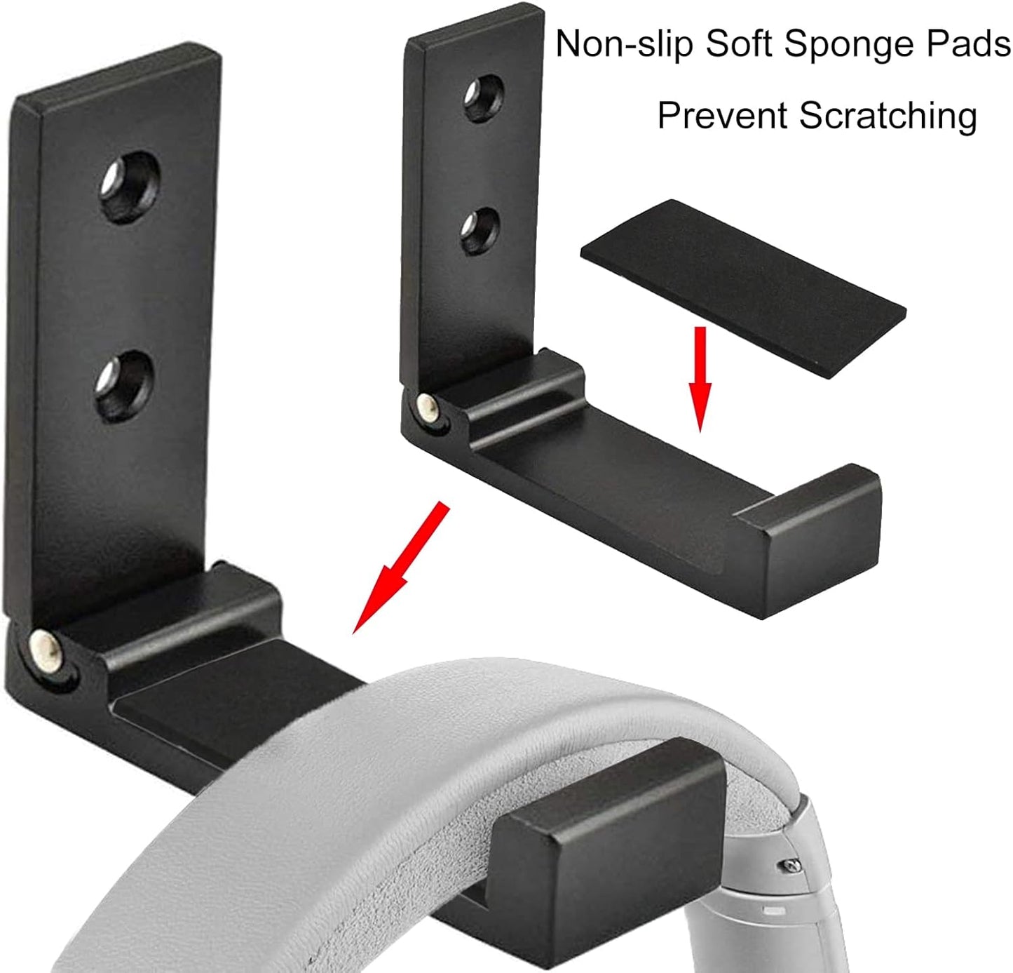 Folding Coat Hooks, Foldable Wall Hooks for Hanging Aluminum Alloy Cloth Hanger Coat Hanger Headphones Holder Headset Wall Hanger Hook- Pack of 6 (Black)