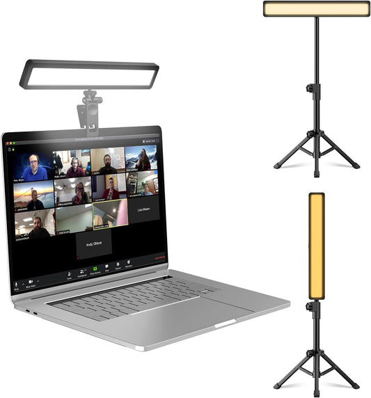 Video Conference Lighting with Tripod for Laptop&Computer -Webcam Light for Streaming-Zoom Lighting with 3 Dimmable Color & 10 Brightness Level for Self Broadcasting and Live Streaming
