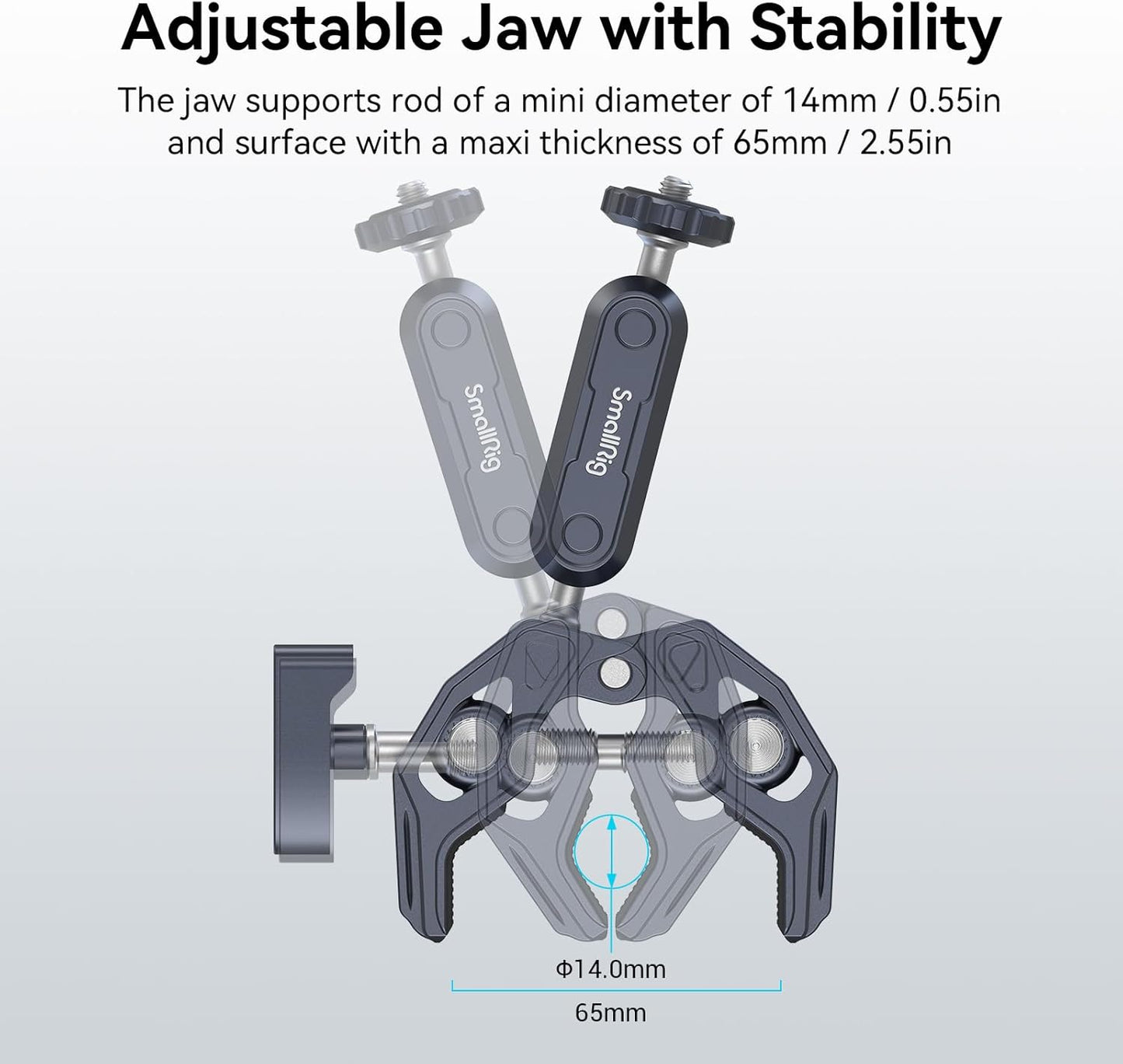 SMALLRIG Camera Mount Clamp, Ballhead Magic Arm and Adapter for Gopro, Camera Monitor Mount with 1/4"-20, 3/8"-16 Threaded Holes, Super Clamp for Gopro/DSLR/Stabilizer