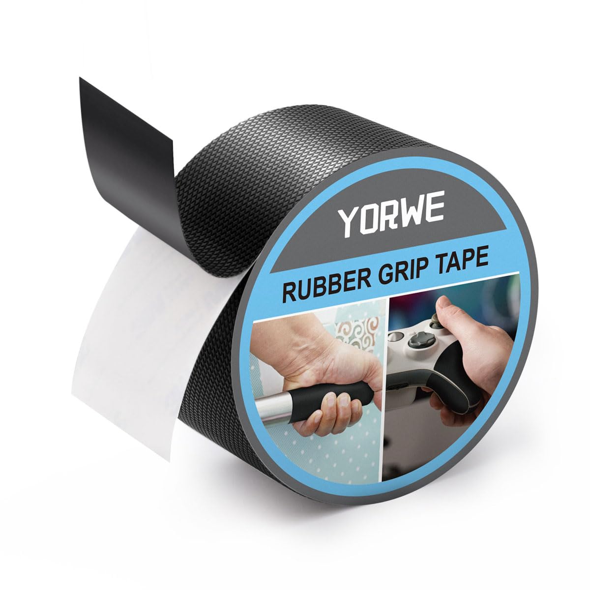 Rubber Grip Tape, Ultra-Thin Strong Adhesive Anti-Slip Waterproof Heat Resistant Wear-Resistant Cushion Pad, Making Handles or Contact Surfaces Safer, with Grip and Comfort (Black, 2In x 10Ft)