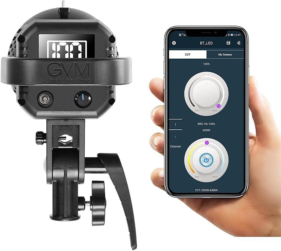 GVM Great Video Maker 80W CRI97+ Video Lights with Bowens Mount Color Temperature 5600K Dimmable LED Continuous Lighting Spotlight Photography Shooting Light with Reflector (80W + Filter) (VC-P80S)