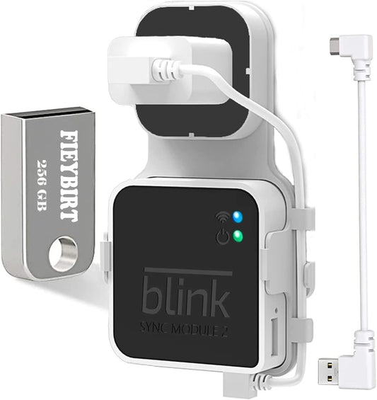 256GB Blink USB Flash Drive and Sync Module 2 Mount, Space Saving and Easy Move Mount Bracket Holder for Blink Outdoor Indoor Security System
