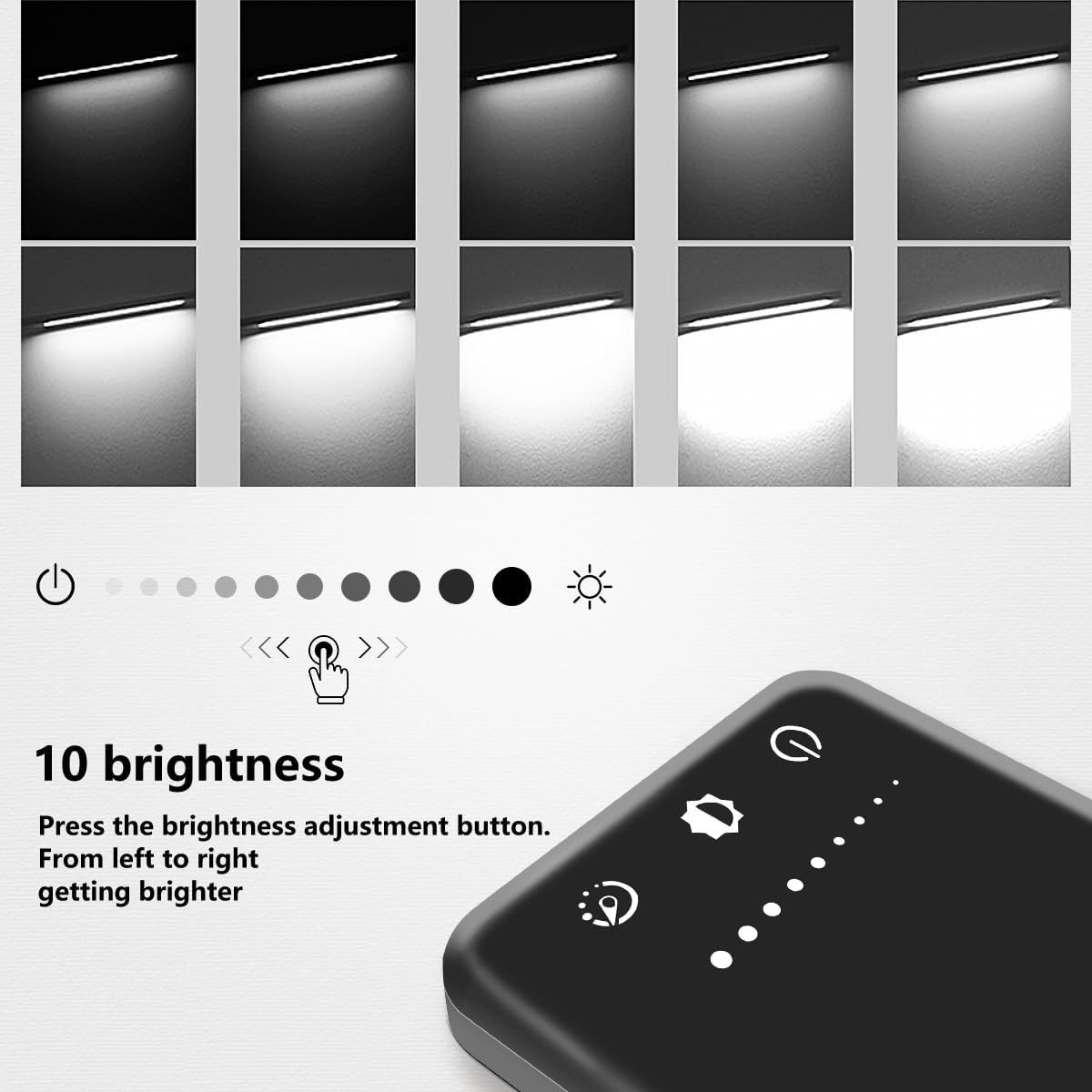 White crown LED Desk Lamp Dimmable Table Lamp Reading Lamp with USB Charging Port, 5 Lighting Modes, Sensitive Control, 30/60 Minutes Timer (Black, First-Generation)