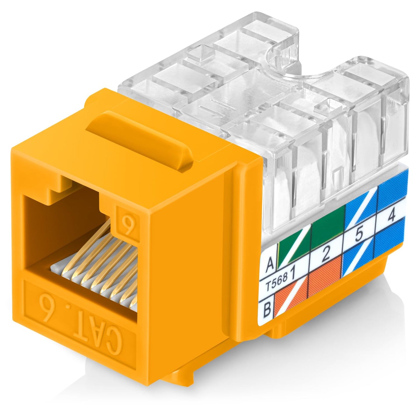 Everest 90° Angled RJ45 Cat6 Keystone Jacks 10-Pack in Yellow - Slim Profile Female RJ45 Connectors - Cat 6 Keystone Jack - Compatible with 90° Angled Speed Termination Tool - easyJACK (B094WB91H3)