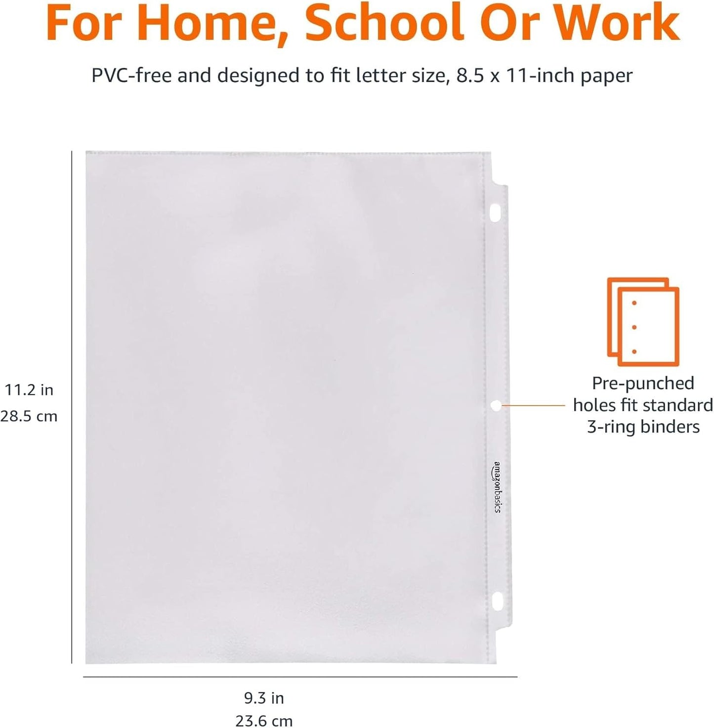 Amazon Basics Polypropylene (PP) Sheet Protector, Non-Glare, 200 Pack, Clear