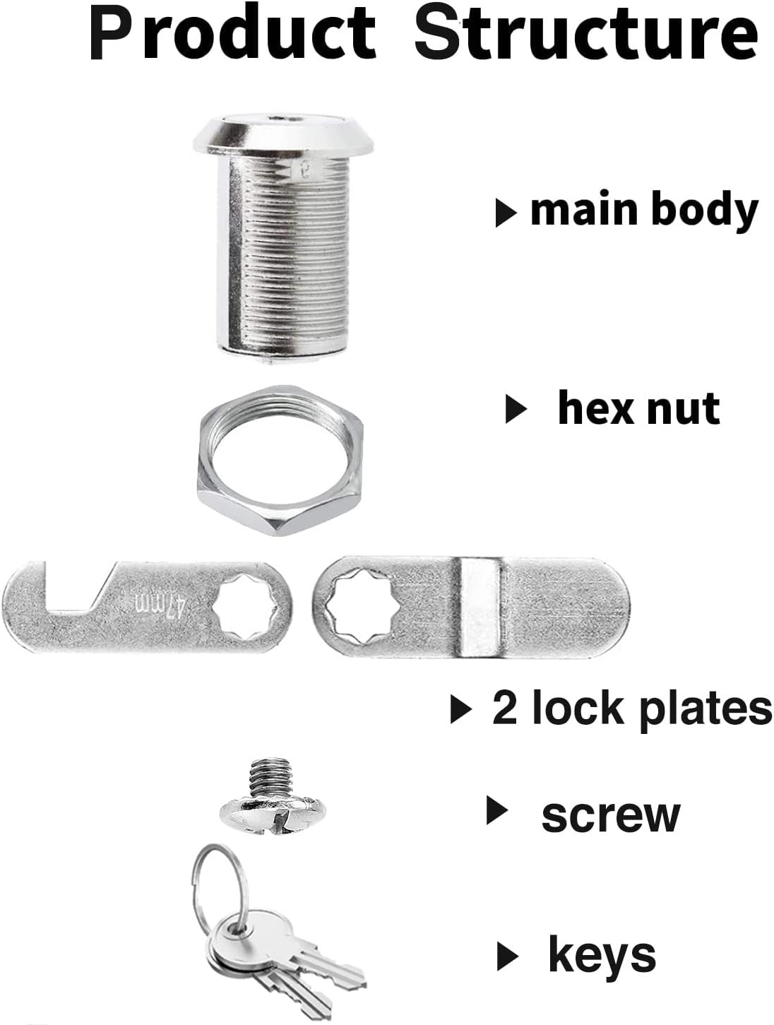 Cabinet Cam Locks Keyed Alike, 1'' Fits on 3/4'' Max Door Thickness, Secure File Drawer Mailbox RV Storage Replacement Set, Zinc Alloy (1 Inch 2Pcs)