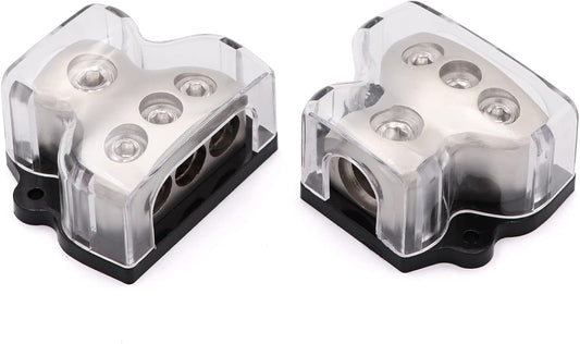 3 Way Power Distribution Block 1x 0 Gauge in 3X 4 Gauge Out Amp Power Distribution Ground Distributor Connecting Block for Car Amplifier Audio Splitter,2Pcs