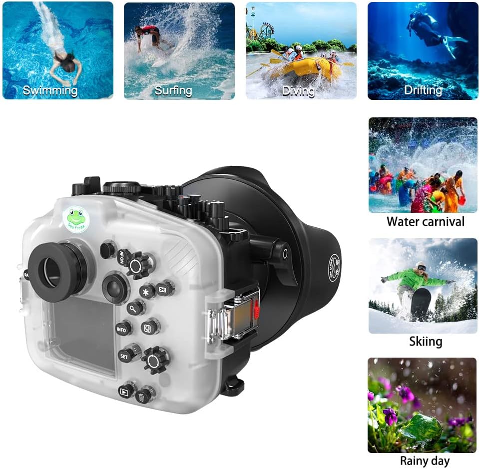 Sea frogs Underwater Camera Case Compatible with Canon EOS R6 17-40MM f/4L IPX8 60m/197ft Maximum Diving Depth Waterproof Camera Housing for Diving, Surfing, Rowing, Skiing