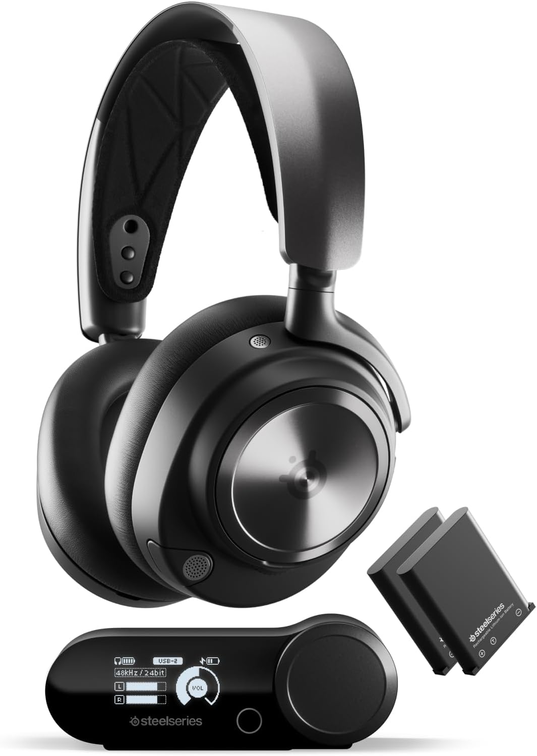 SteelSeries Arctis Nova Pro Wireless Multi-System Gaming Headset - Premium Hi-Fi Drivers - Active Noise Cancellation - Infinity Power System - ClearCast Gen 2 Mic - PS5, PS4, PC, Switch, Mobile
