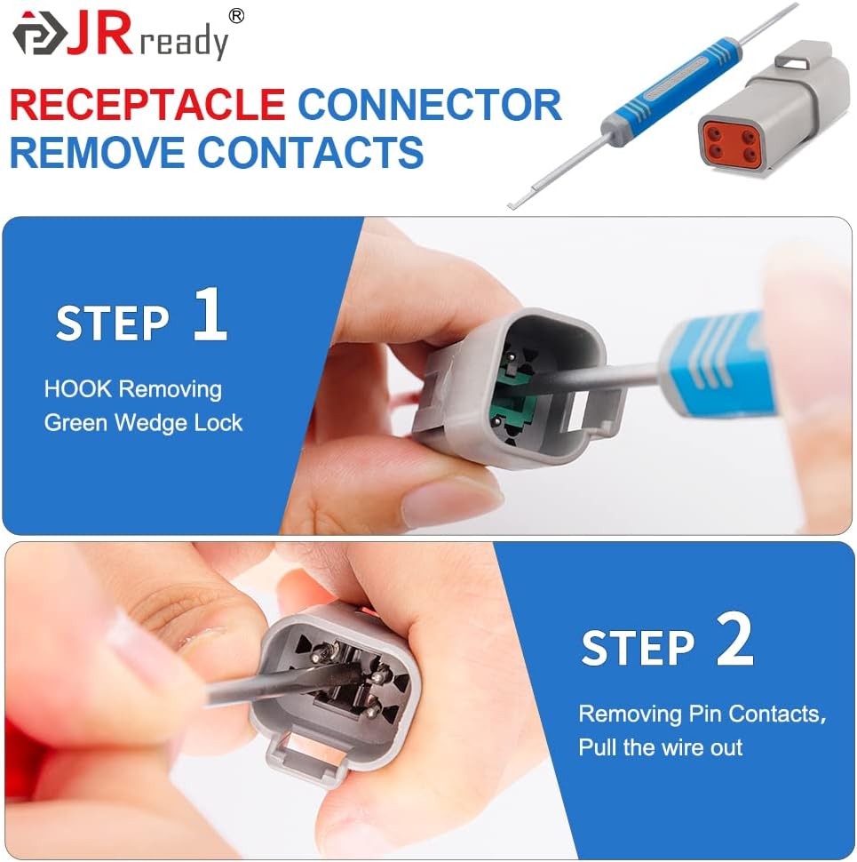 JRready DRK-RT1B Deutsch Pin Removal Tool, Pin Socket Contact/Wedgelock Removal Tool, Suitable for Deutsch DT, DTM, DTV, DRB, DRCP and Strike Connectors