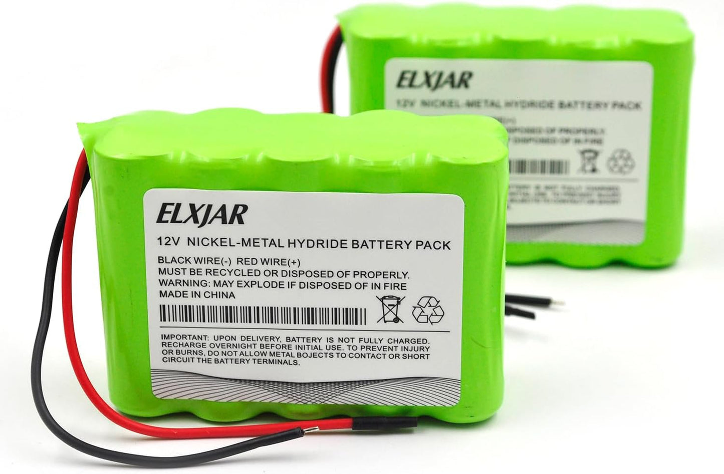 (2-Pack) 12V NiMH Battery Pack AA2000mAh, 10-Cell Rechargeable Replacement for RC Models, LED Kits, Medical Equipment, DIY Projects