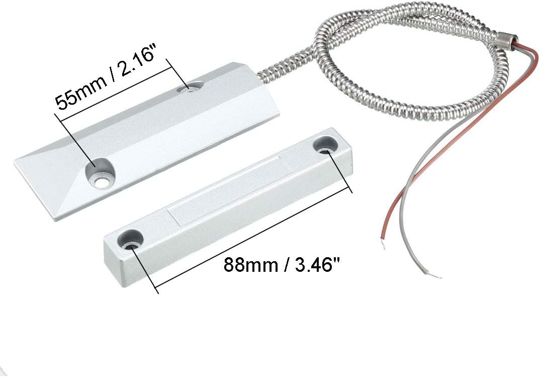 uxcell Rolling Door Contact Magnetic Reed Switch Alarm with 2 Wires for N.O. Applications OC-55