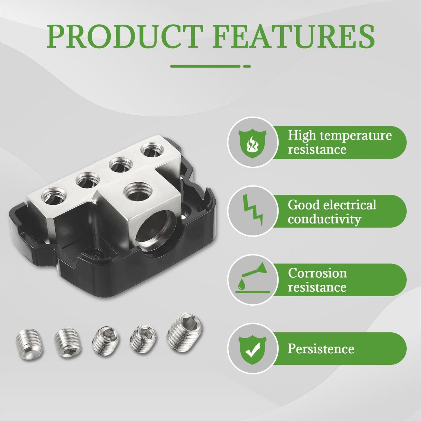 BOJACK 4 Way Power Distribution Connecting Block 1x0/2/4 Gauge Input 2x4/8 Gauge Output Power Distribution Block for Car Amplifier Audio Splitter